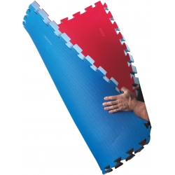 Oboustranná tatami KWON 100 x 100 x 4 cm červená / modrá