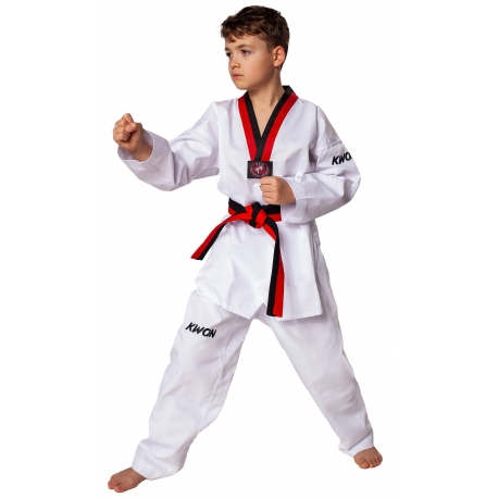 Dobok na taekwondo KWON Victory červeno-černá klopa
