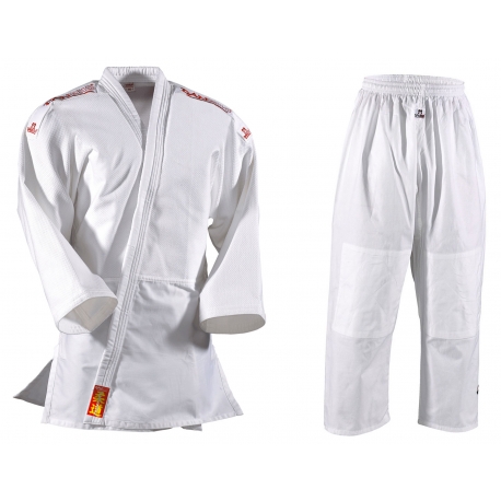 Kimono na judo DANRHO Yamanashi bílé s nášivkami
