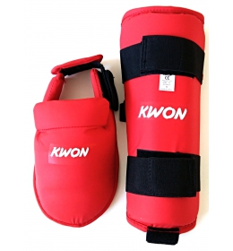 Sada chráničů na karate nárt + holeň KWON červená