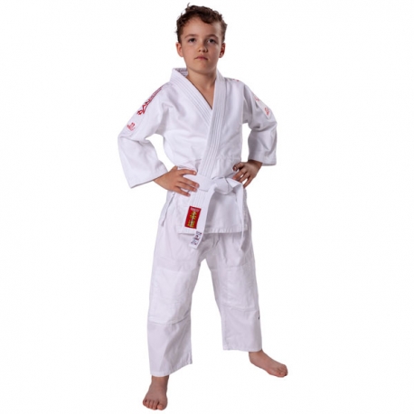 Kimono na judo DANRHO Yamanashi bílé s nášivkami